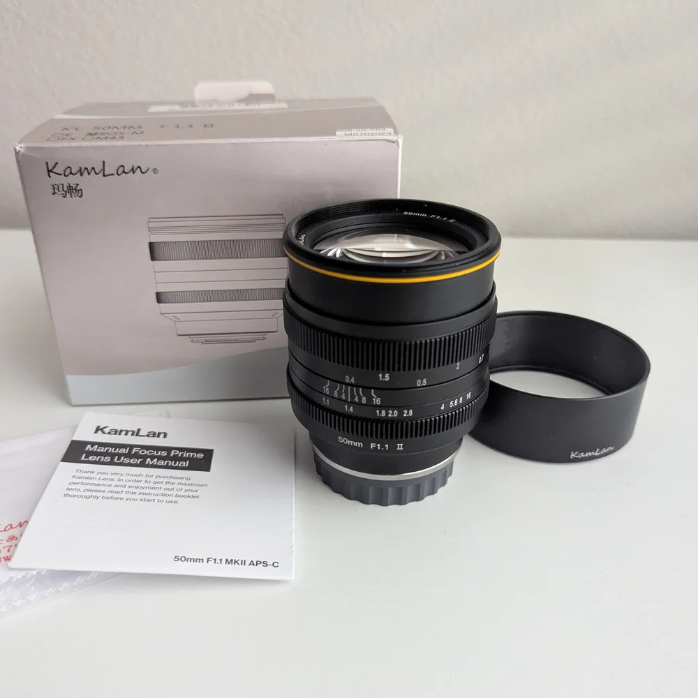 KamLan 50mm F1.1 II Lens w/ Manual Focus - Canon Mirrorless M EF-M